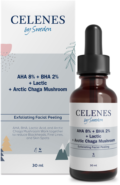 Пилинг-сыворотка Celenes с кислотами AHA+BHA+Lactic+Arctic Chaga Mushroom 30 мл (5180200) (7350104249472) 