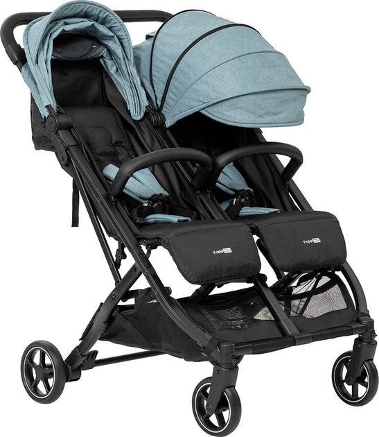 Детская прогулочная коляска для двойни FreeON Active TWIN черно-зеленая - изображение 5