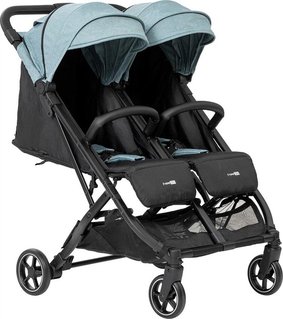 Детская прогулочная коляска для двойни FreeON Active TWIN черно-зеленая - изображение 9