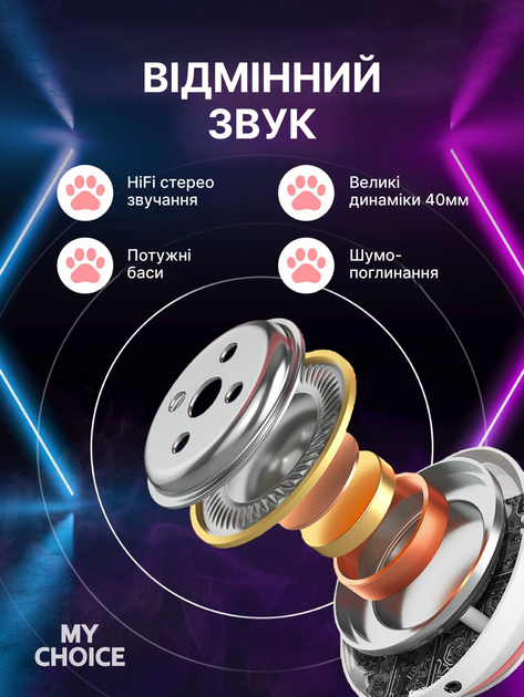 Бездротові навушники з котячими вушками CAT EAR Bluetooth 5.0 + EDR дитячі навушники, ігрові з блютуз гарнітурою та LED підсвічуванням, фіолетові - Фото 2 Бездротові навушники з котячими вушками CAT EAR Bluetooth 5.0 + EDR дитячі навушники, ігрові з блютуз гарнітурою та LED підсвічуванням, фіолетові - зображення 2