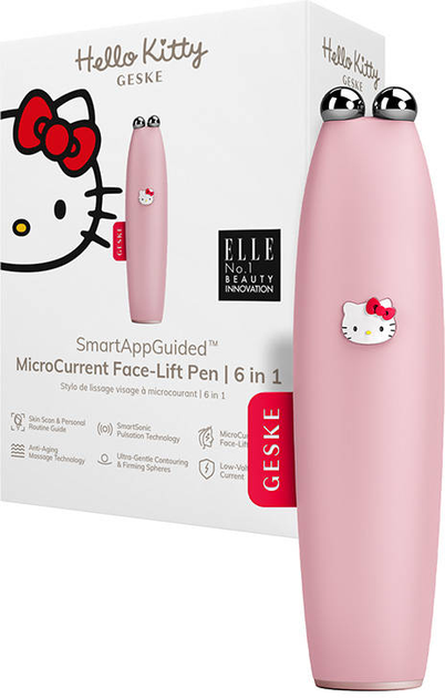 Мікрострумовий масажер для обличчя Geske MicroCurrent Face-Lift Pen 6 в 1 Hello Kitty Рожевий (HK000014PI01) - зображення 1