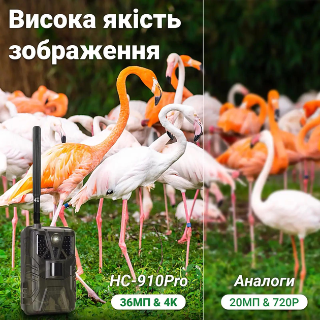 Фотоловушка Suntek HC-910 PRO LTE режим онлайн с поддержкой облачного сервиса 4G камера видео 4К обзор 120° 36MP IP65 - изображение 8