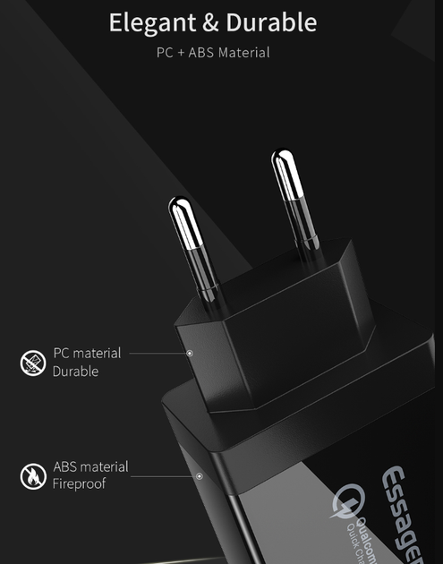 Зарядний пристрій Essager 30W, 3хUSB, Quick Charge 3.0 White - зображення 6