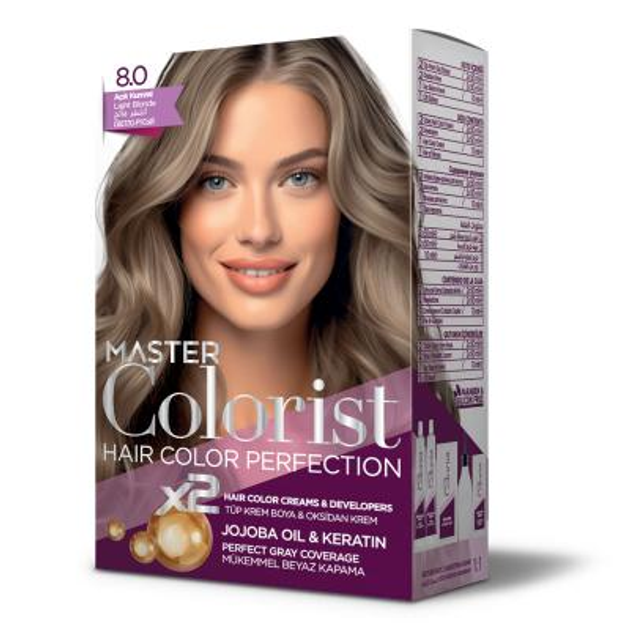 Краска Master Colorist для волос 8.0 Светлый русый 2x50 мл+2x50 мл+10 ...