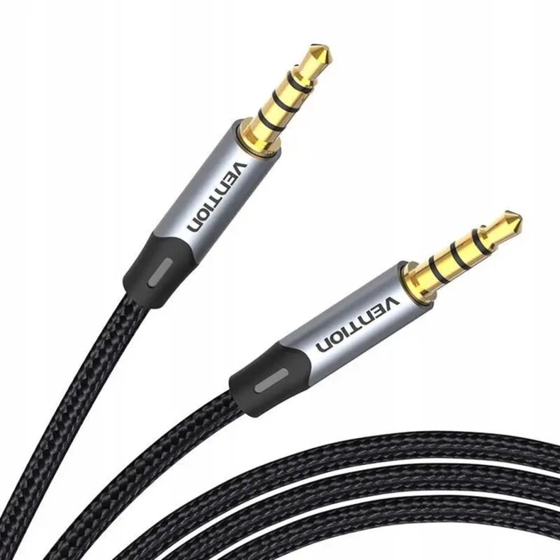 Кабель Vention TRRS 3.5MM Male to Male Aux Cable 2M Gray (BAQHH) (BAQHH) - Фото 1 Кабель Vention TRRS 3.5MM Male to Male Aux Cable 2M Gray (BAQHH) (BAQHH) - изображение 1
