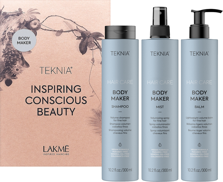 Набір для об`єму волосся Lakme Teknia Body Maker Hair Volume Kit Шампунь + Бальзам + Спрей 300 мл (8429421446167) - зображення 1