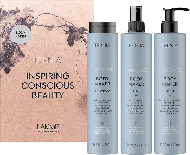 Zestaw zwiększający objętość włosów Lakme Teknia Body Maker Hair Volume Kit Szampon + Balsam + Spray 300 ml (8429421446167) - obraz 1