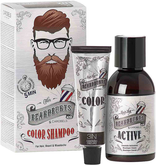 Zestaw do koloryzacji włosów, brody i wąsów Beardburys 3N Ciemny Brąz 30 ml + 45 ml (8431332126038) - obraz 1