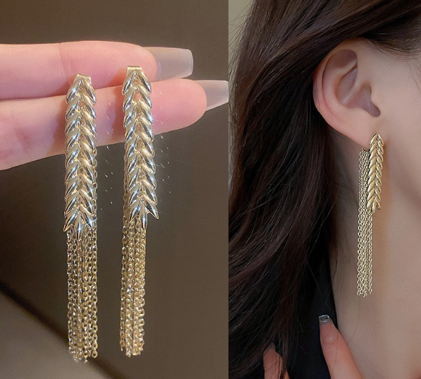 Жіночі висячі сережки Колосок Пшениці золото Fashion Jewelry (AN)25728 - Фото 1 Жіночі висячі сережки Колосок Пшениці золото Fashion Jewelry (AN)25728 - зображення 1