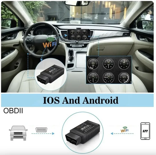 Автомобильный сканер ELM327 OBD2 WIFI V 1.5 для IOS/Android - изображение 6