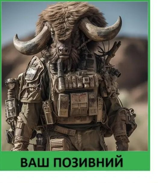 Шеврон патч "Буйвол тактик" на ліпучкі велкро - зображення 1