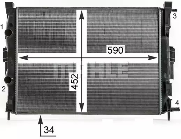Радіатор охолодження двигуна Megane II/ ScenicII 2.0/1.5D-1.9D 02-, MAHLE/KNECHT (CR41000S) - зображення 1