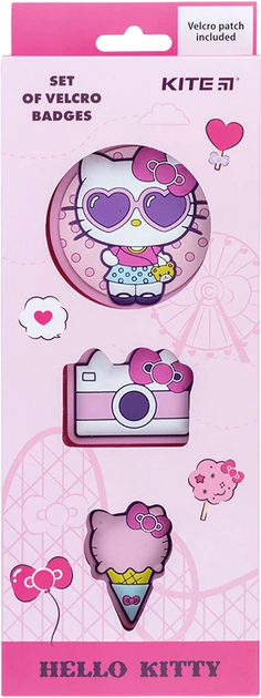 Набір бейджів на липучці Kite Hello Kitty Рожевий х 3 шт (HK24-3012-2) - Фото 1 Набір бейджів на липучці Kite Hello Kitty Рожевий х 3 шт (HK24-3012-2) - зображення 1