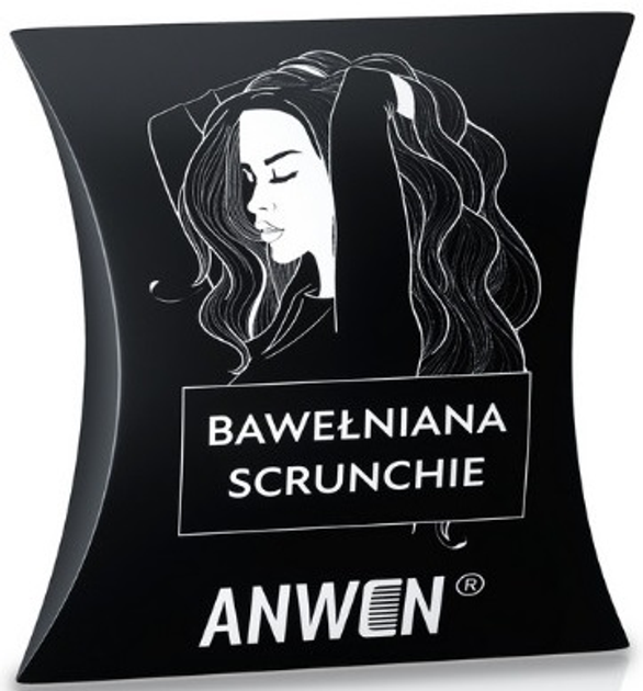 Гумка для волосся Anwen Scrunchie бавовняна Чорна (5907222404775) - зображення 1