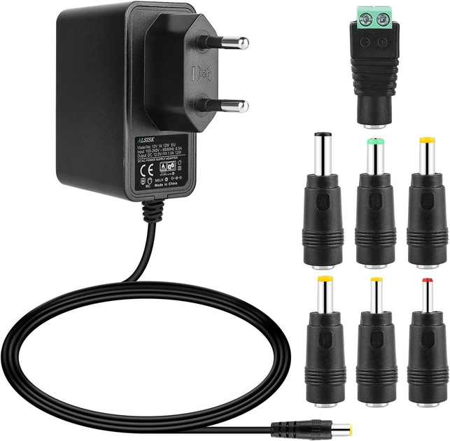 Универсальный адаптер питания ALSISK 8 в 1 12V 1A для LED, аквариумов, видеонаблюдения и др. - изображение 1