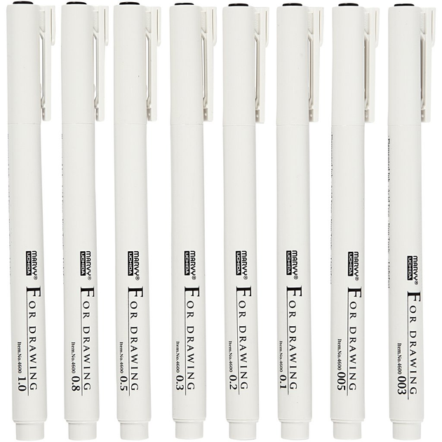 Набір маркерів для малювання Creativ Company Marvy Uchida Fineliners 8 шт (0752481469813) - зображення 2