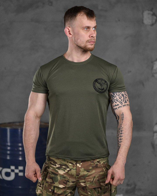 Армейская мужская футболка Военная Разведка потоотводящая L олива (85910) - изображение 1