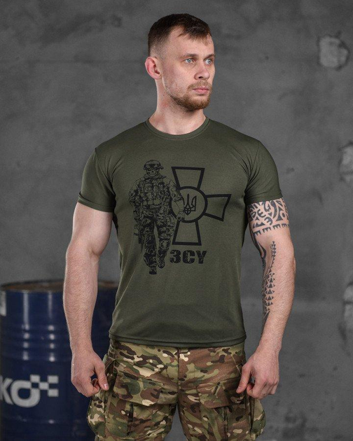 Тактична чоловіча потовідвідна футболка ЗСУ солдат M олива (85913) - зображення 1