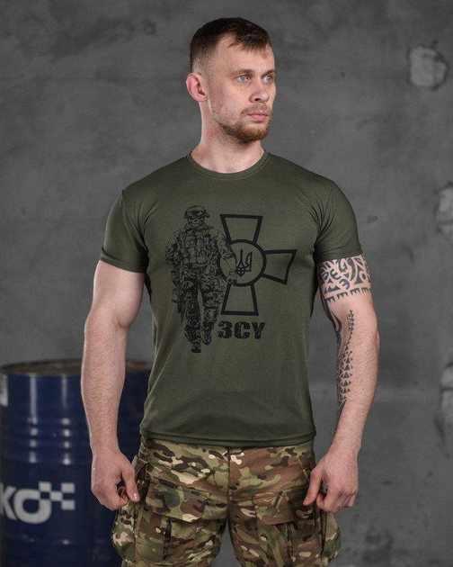 Тактическая мужская потоотводящая футболка ЗСУ солдат L олива (85913) - изображение 1