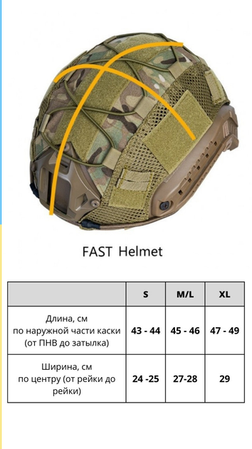 Кавер на каску фаст размер M/L шлем маскировочный чехол на каску Fast цвет койот ЗСУ - изображение 2
