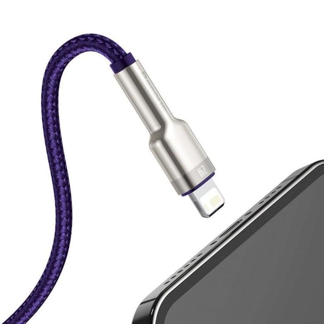 Кабель зарядный Baseus USB - Lightning Cafule Metal Lightning 2.4 A 2 м Purple (CALJK-B05) - изображение 3