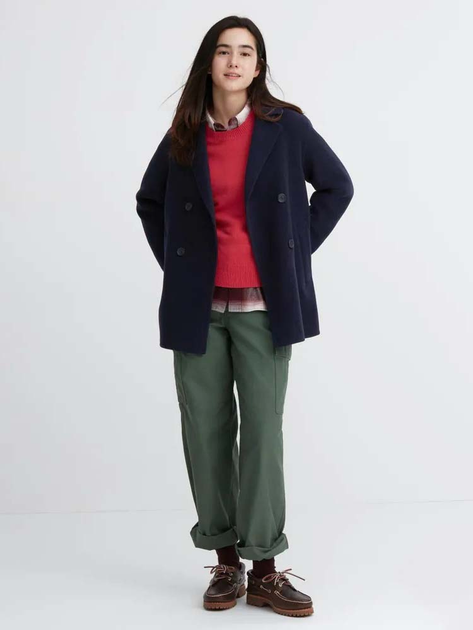 Пальто осеннее короткое женское Uniqlo 814175522 XS Синее (1159799903) 
