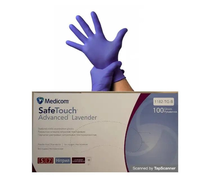 Рукавички нітрилові Safe Touch Lavender Medicom розмір S (100 шт) колір Лаванди. - изображение 1