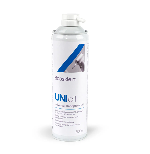 Аерозоль Bossklein Uni oil спрей-мастило (очищення + мастило) для всіх типів стоматологічних наконечників - Фото 1 Аерозоль Bossklein Uni oil спрей-мастило (очищення + мастило) для всіх типів стоматологічних наконечників - зображення 1
