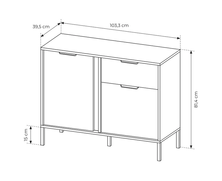 Комод Lars 2DS/104 2-дверний з 1 шухлядою Антрацит - Фото 6 Комод Lars 2DS/104 2-дверний з 1 шухлядою Антрацит - изображение 6