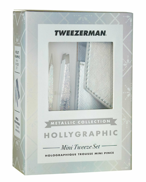 Набор пинцетов для бровей Tweezerman Metallic Collection HOLLYGRAPHIC Mini Tweeze Set (3 предмета) - изображение 2