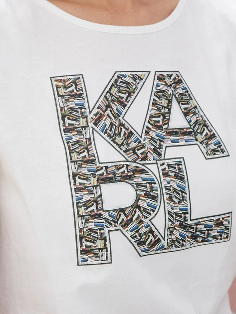 Koszulka bawełniana damska Karl Lagerfeld KL21WTS01 M Biała (8052283338846) - obraz 4