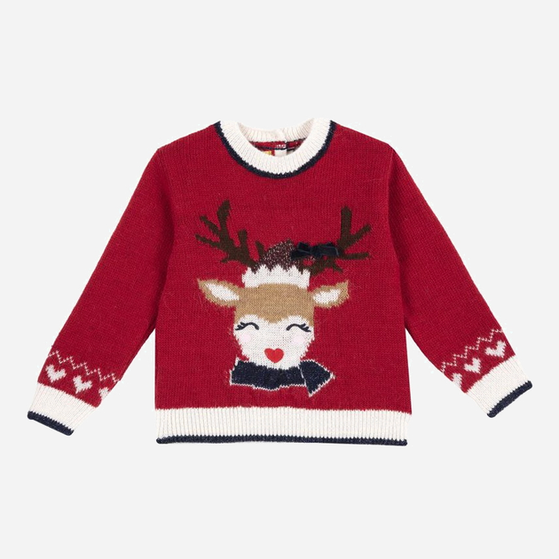 Дитячий новорічний светр для дівчинки Chicco 09069479000000-075 122 см Червоний (8054707835559) - зображення 1