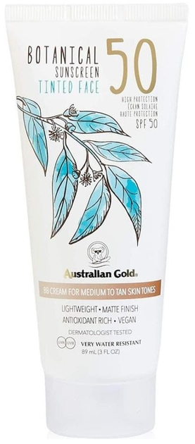 Krem do twarzy Australian Gold Botanical Sunscreen Tinted Face Cream Medium SPF 50 przeciwsłoneczny 89 ml (0054402730195) - obraz 1