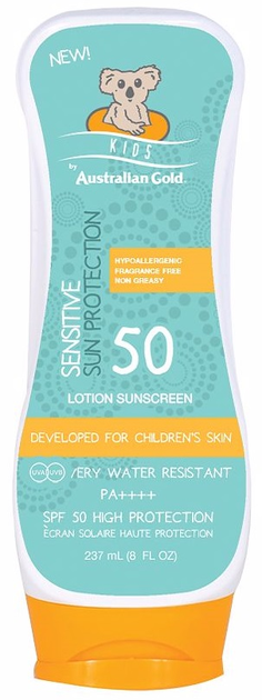 Lotion do opalania Australian Gold Kids Sensitive SPF 50 237 ml (0054402730126) - obraz 1