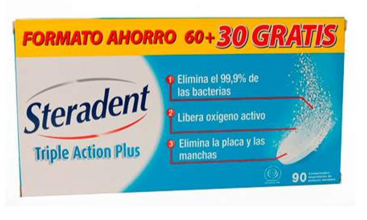 Чистящие таблетки для зубных протезов Steradent Triple Action Plus 90 ...