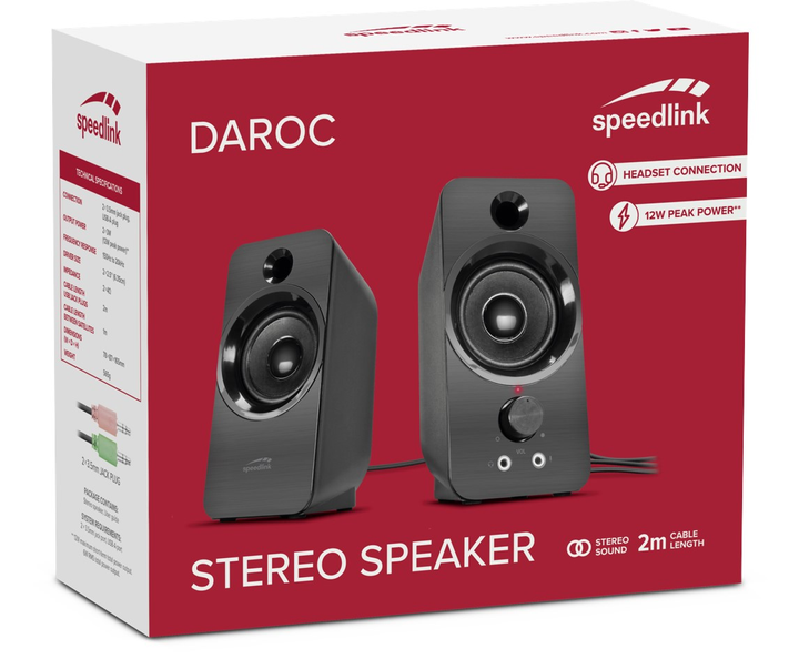 Акустична система SpeedLink DAROC Stereo BLACK (4027301889475) - зображення 1