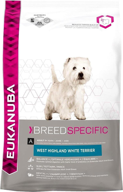 Sucha karma dla psów EUKANUBA Adult West Highland White Terrier 2,5kg (8710255120560) - obraz 1