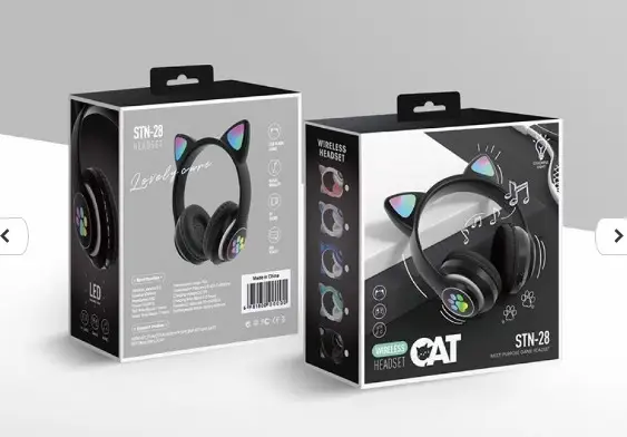 Беспроводные детские наушники CAT STN-28 с кошачьими ушками с подсветкой MP3 MicroSD FM-радио черный - изображение 2