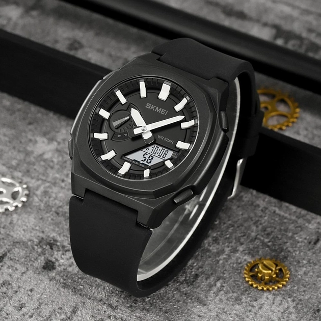 Часы наручные мужские Skmei 2091BKGYBK 5 ATM 46 мм Black - Фото 2 Часы наручные мужские Skmei 2091BKGYBK 5 ATM 46 мм Black - изображение 2