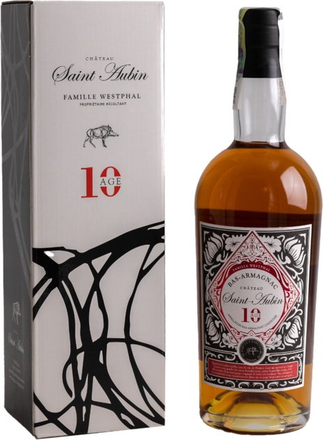 Арманьяк Saint Aubin Bas Armagnac Age 10 лет выдержки 0.7 л 45% в подарочной упаковке (3760253566643) - изображение 1