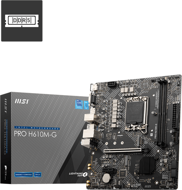 Материнська плата MSI PRO H610M-G (s1700, Intel H610, PCI-Ex16) - зображення 5
