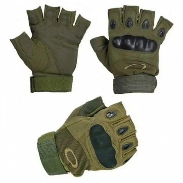 Тактичні рукавички Oakley без пальців Оліва, XXL - зображення 1