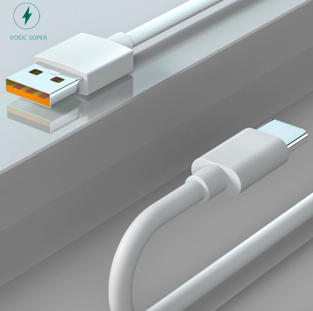 Кабель OPPO SuperVOOC USB Type-C 65W 1,5м Білий - Фото 4 Кабель OPPO SuperVOOC USB Type-C 65W 1,5м Білий - зображення 4