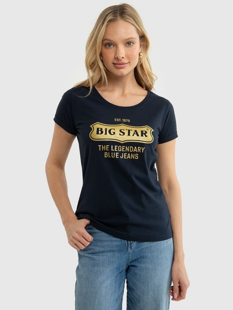 Футболка бавовняна жіноча Big Star Iris L Темно-синя (5900714758653) - зображення 1