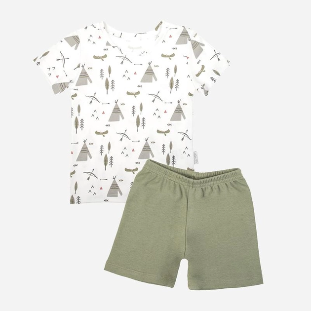 Комплект (футболка + шорти) для хлопчика Nicol 206037 122 см Білий/Сірий/Зелений (5905601017776) - зображення 1