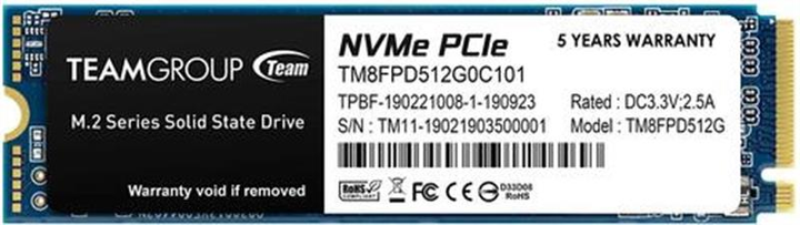 Dysk SSD Team MP33 Pro 512GB M.2 2280 PCIe 3.0 x4 3D NAND TLC (TM8FPD512G0C101) - obraz 1