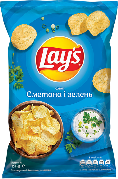 Упаковка чипсов Lay's картофельные со вкусом сметаны и зелени 25 г х 36 ...