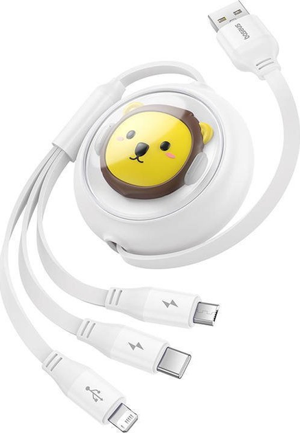 Kabel Baseus 3w1 USB Type-A - USB Type-C- micro-USB - Lightning 1.1 m White (P10362900211-00) - obraz 1