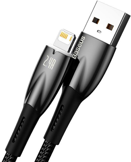 Kabel Baseus Glimmer USB Type-A - Lightning 1 m Black (CADH000201) - obraz 1