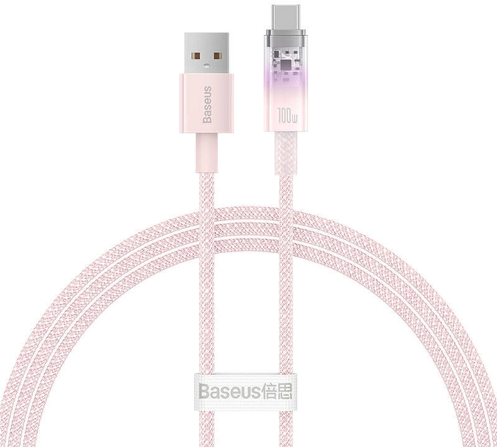 Kabel Baseus Explorer USB Type-A - USB Type-C 1 m Pink (CATS010404) - obraz 1